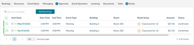 Booking Panel on the Event Editor