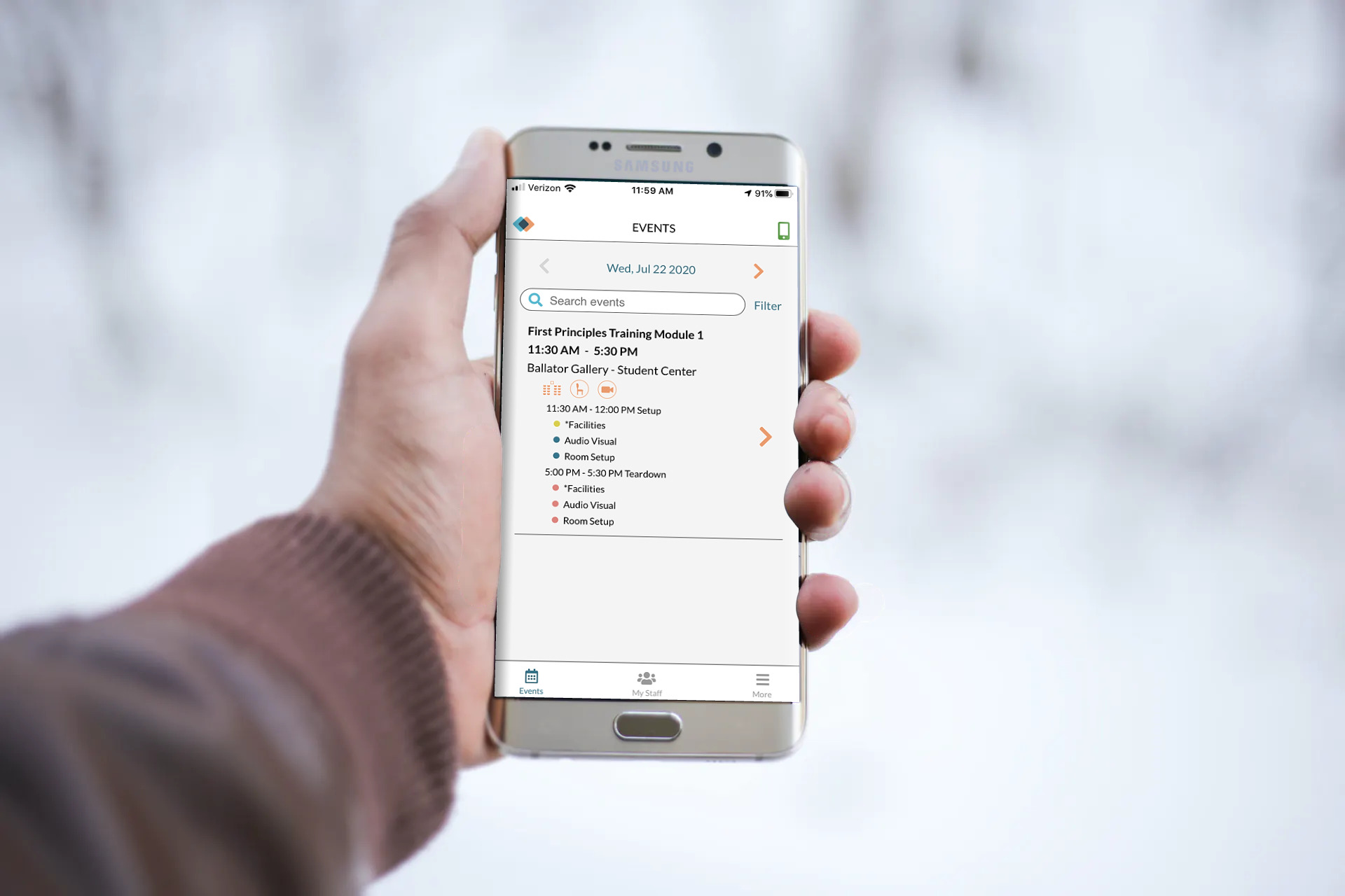 mazevo ops manage operations holding phone