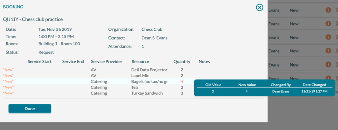 Activity log - infp screen hover.