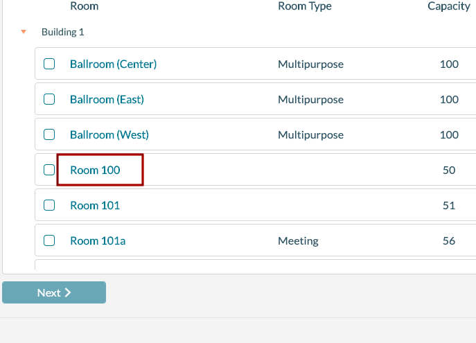 Add Event - Room info