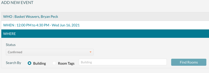 Add a new event - the where panel