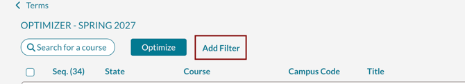 Adding a filter to the optimizer