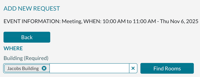 Adding a new request- selecting the building(s) to search in
