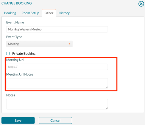 Adding the virtual meeting information on a booking