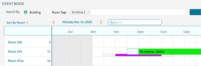 An example of a conflict booking displayed in the Event Book