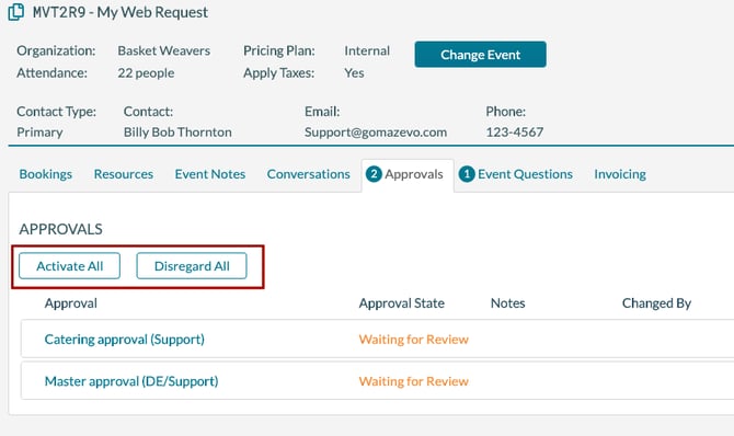 Approvals - Event editor