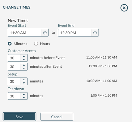 Changing the time of a booking