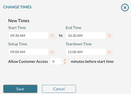 Changing the time on selected booking(s)