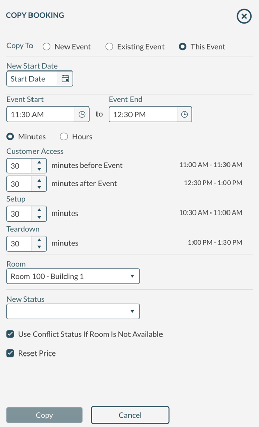 Copying a single booking to a new datetime
