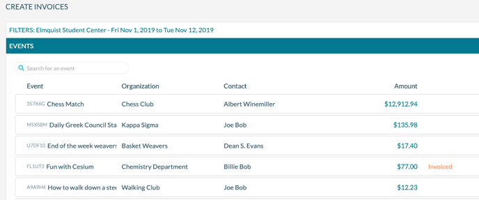 Create Invoices - grid updated