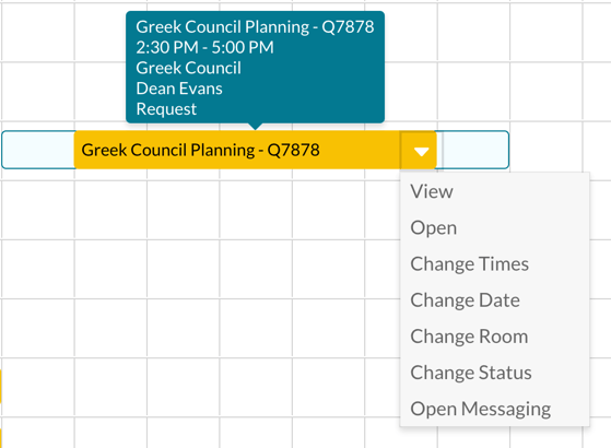 Editing a booking in the Event Book