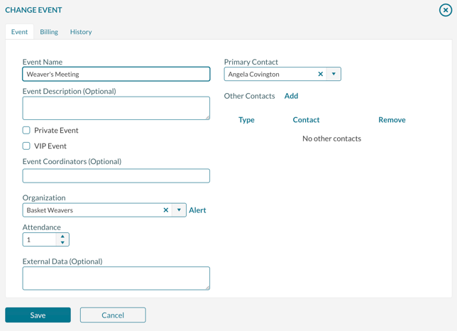 Edting the event with event description