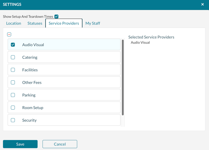Filter Operations by Service Provider