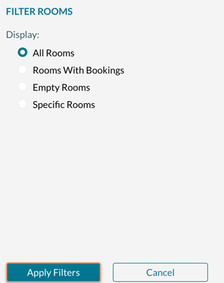 Filter rooms option on the event book