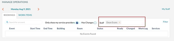 Filtering Manage Operations to work assigned to a staff member