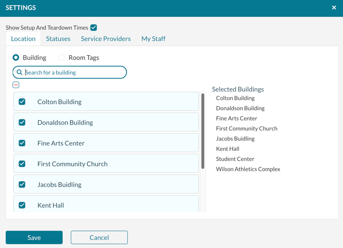 Filtering Operations by location or Room Tag