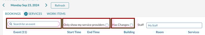 Filtering Operations using Search For -1