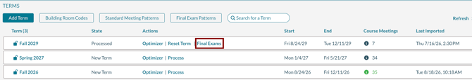 Final exam scheduling