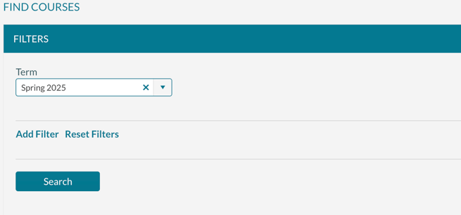 Find Courses filtering screen