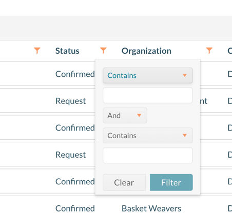 Find Event - Column Filtering