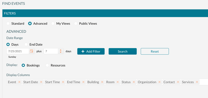 Find Events - The Advanced Options