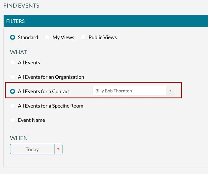 Finding all events for a contact