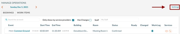 Manage Operations main page