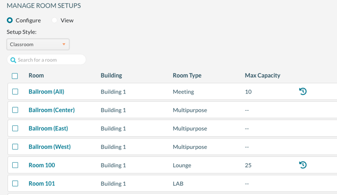 Manage Room Setups 