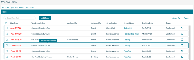 Manage Tasks - Results
