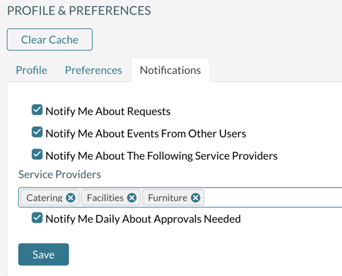 Notification tab on user profile and prefererences page