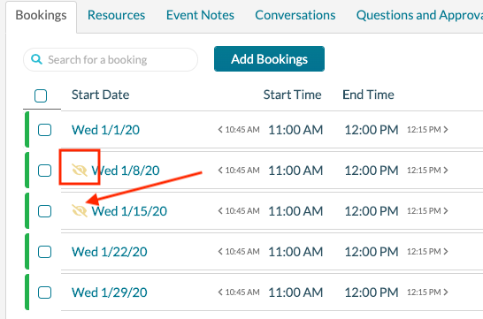 Private bookings results