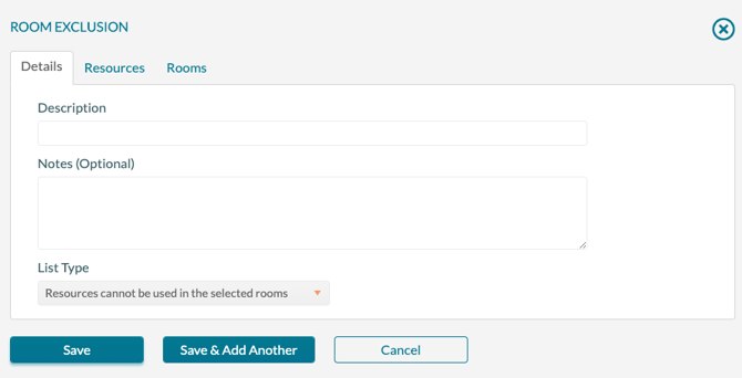 Room Exclusion - Add - Detail Tab