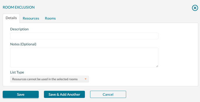 Room Exclusion - Add - Detail Tab