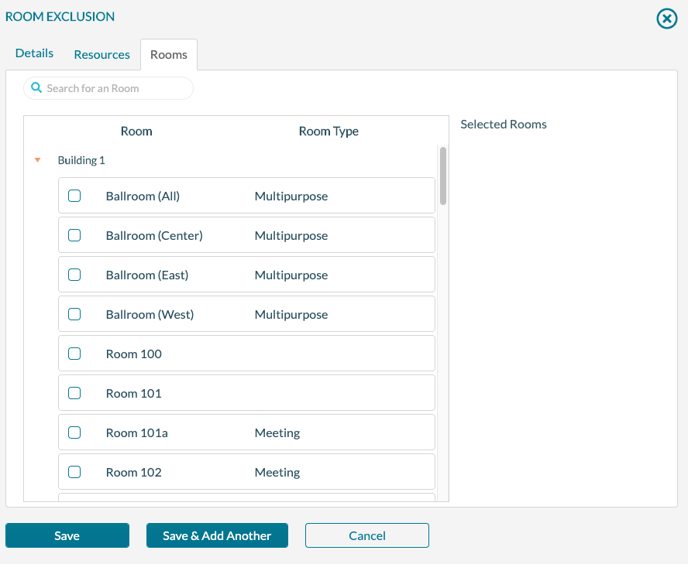 Room Exclusion - Rooms