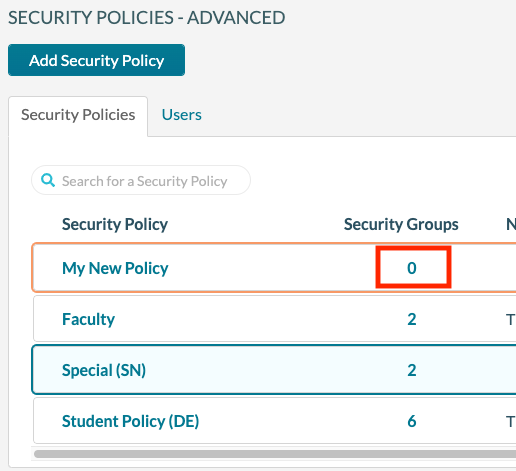 Security Policies - adding security groups to a policy