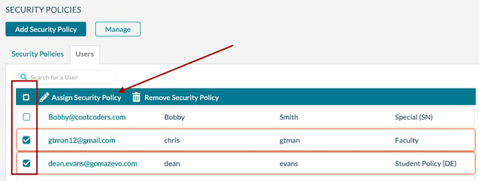 Security Policy - Assign to users