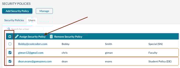 Security Policy - Assign to users