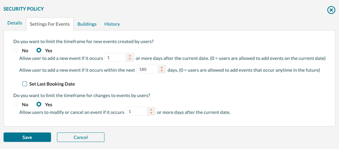 Security Policy - Date Restrictions