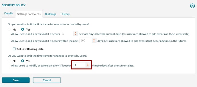 Security Policy - Editing limits