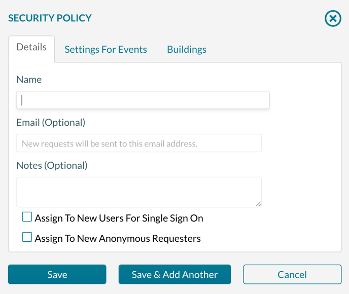 Security Policy - Standard - Adding a new policy