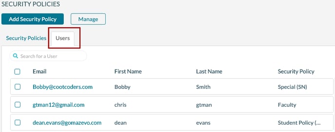 Security Policy - Users