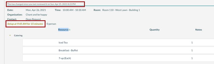 Seeing the changes to the booking