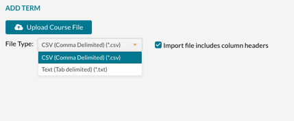 Setting the file type when importing courses