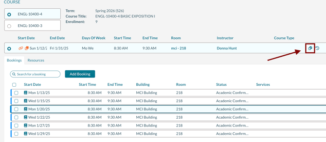The course editor showing the remove sharing icon.