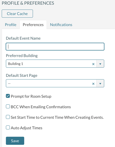 The preferences tab for user profile and presference.