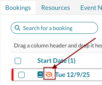 The privacy indictor for a booking