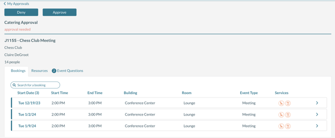 View the event details for one of your approvals