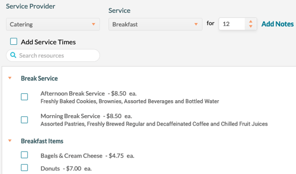 Breakfast catering menu items