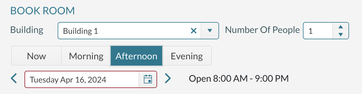 book room time of day filters 2024