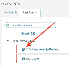 arrow pointing to copy event icon